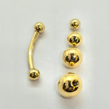14K Solid Gold 16G Curved Barbell Piercing - Custom Ball Sizes Combination Body Piercing for Eyebrow, Lip Studs, Rook Jewelry