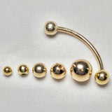 14K Solid Gold 14G Curved Barbell Piercing, Belly Ring - Body Piercing for Eyebrow, Vertical Labret, Rook Jewelry - Custom Ball Sizes Combination