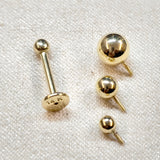 14K Solid Gold Internal Labret Lip Piercing -16G 14G - Body Jewellery for Tragus, Ear Cartilage