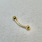 14K Gold Eyebrow Jewellery Curved Barbell Piercing with Custom Ball Size