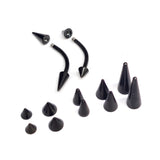 Titanium Black Eyebrow Piercing Jewelry Titanium Cone/Spike Curved Bar 16g 14g Top part with Different sizes - Body Piercing, Anti-Eyebrow