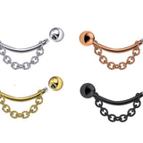 Titanium Eyebrow Jewelry Piercing with Chains - 18g 16g 14g Curved Barbell, Body Jewellery Gold, Rose Gold, Black & Steel