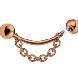 Titanium Eyebrow Jewelry Piercing with Chains - 18g 16g 14g Curved Barbell, Body Jewellery Gold, Rose Gold, Black & Steel