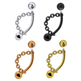Titanium Lip Ring Vertical Labret Piercing with Chains - 18g 16g 14g Lip Piercing Curved Bar, Body Jewelry Gold, Rose Gold, Black & Steel