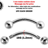 14K White Gold 16G Curved Barbell Piercing - 14K Gold Body Piercing for Eyebrow, Lip piercing, Rook Jewelry, Cartilage Bar