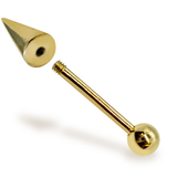 14K Solid Gold Spike Barbell Earrings, Cartilage Helix Piercing Ball and Cone Combinations - Body Piercing Also for Nipple Bar