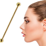 14G (1.6mm) | 14K Solid Gold Industrial Barbell, Scaffold Piercing Body Jewellery