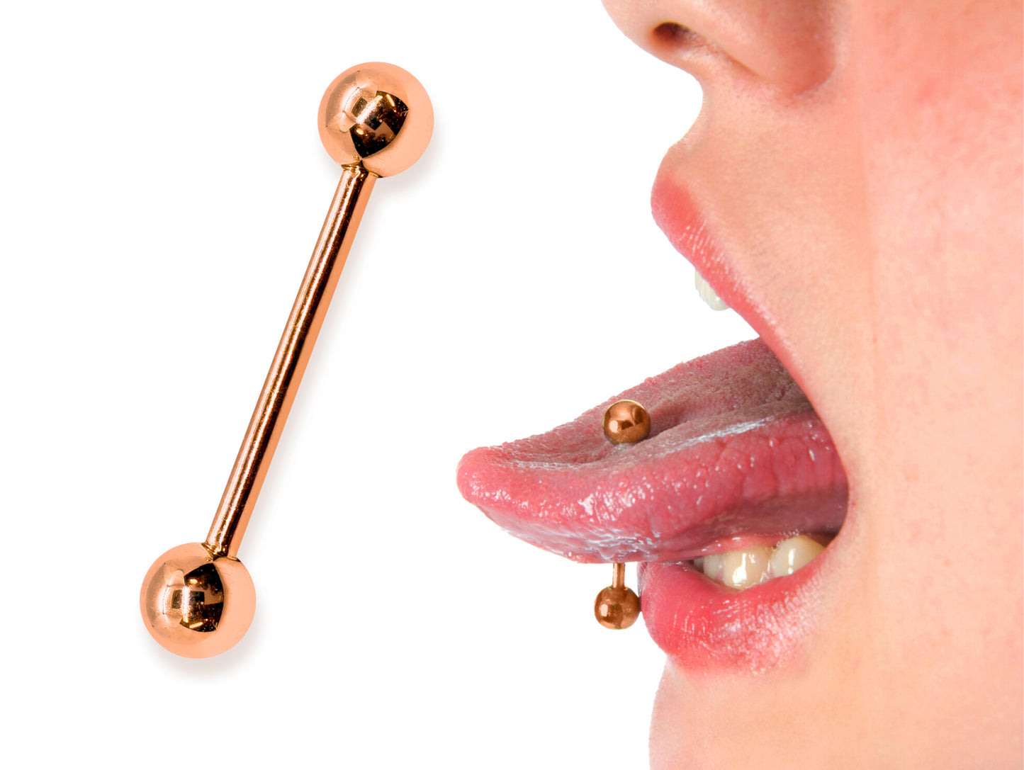 14K Rose Gold Tongue Barbell Piercing Body Jewellery | 14G (1.6mm)