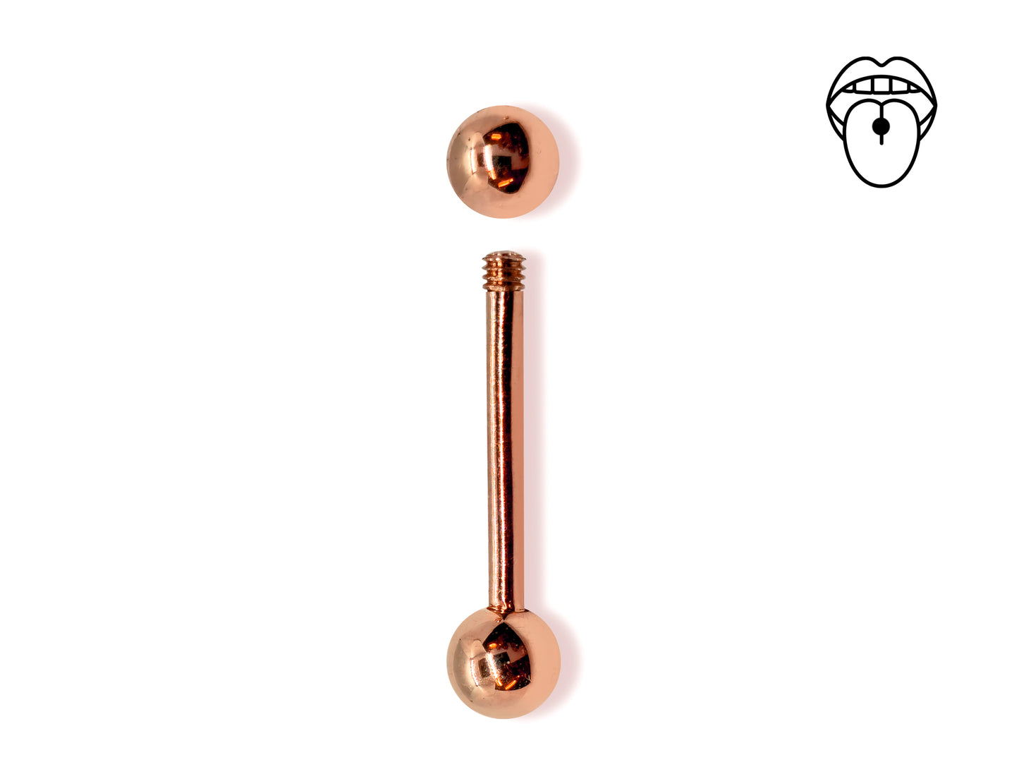 14K Rose Gold Tongue Barbell Piercing Body Jewellery | 14G (1.6mm)