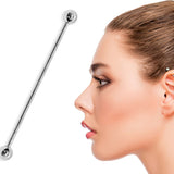 16G (1.2mm) | 14K White Gold Industrial Barbell, Scaffold Piercing Body Jewellery