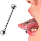 14K White Gold Tongue Barbell Piercing Body Jewellery | 14G (1.6mm)