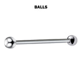 Titanium Barbell Piercing 18g 16g 14g Straight barbell Stud for Tongue, Nipple Jewelry, Industrial Bar, Nose Bridge, Ear Piercing
