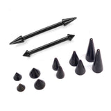 Titanium Black Spike Nipple Barbell, Nipple Jewelry Studs 16g 14g Nipple Piercing - Cone / Spike Straight Barbell Externally Threaded