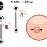 Titanium Nipple Jewelry, Nipple Bar Internal/External - 16g 14g - Body Piercing Also for Nipple, Industrial Bar, Helix, Nose Bridge