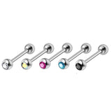 Titanium Nipple Barbell with Gem CZ Crystal, Nipple Jewelry Studs 16g 14g Nipple Piercing - Externally Threaded - Double Gem