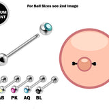 Titanium Nipple Barbell with Gem CZ Crystal, Nipple Jewelry Studs 16g 14g Nipple Piercing - Externally Threaded - Double Gem