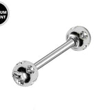 Titanium Nipple Barbell with Multi Stone Crystal, Nipple Jewelry Studs 16g 14g Nipple Piercing - Externally Threaded