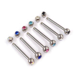 Titanium Upper Nose Bridge Piercing, Barbell Studs 16g 14g Body Piercing Barbell with Double Gem CZ Crystals