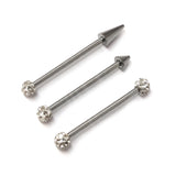 Ball/Cone/Spike Upper Ear Industrial 14G Barbell with Disco Ball Crystals - Titanium Ear Piercing Straight Barbell 34mm to 44mm