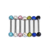 Titanium Nipple Barbell with Disco Ball Crystal, Nipple Jewelry Studs 16g 14g Nipple Piercing - Externally Threaded