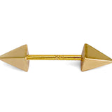 14K Real Gold 4 Side Spike Pyramid Barbell Piercing, Nipple Jewelry, Barbell Earrings - 16G Body Jewellery Straight Barbell Stud