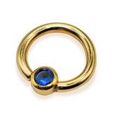 14K Solid Gold Gold Ball Hoop Ring with Cup Bead Septum Piercing - 14K with Precious Stones Piercing for Nipple Jewelry, Rook, Cartilage