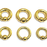 Gold Prince Albert Piercing Jewelry, PA Ring - Captive Bead Hoop 8G to 00G with Spring Ball Closure