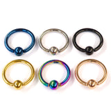 Titanium Captive Bead Septum Ring Jewelry 18g 16g 14g Ball Hoop Ring in many Colours - Also Piercing for Ears, Nipple
