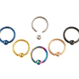 Titanium Captive Bead Septum Ring Jewelry 18g 16g 14g Ball Hoop Ring in many Colours - Also Piercing for Ears, Nipple