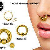 Titanium Gold Captive Ball Ring Piercing 18g to 00g ,Big Gauge is with Spring Ball Septum Nose Piercing Jewelry Also Piercing for Genital