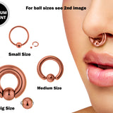 Titanium Rose Gold Captive Ball Ring Piercing 18g to 00g ,Big Gauge is with Spring Ball Septum Nose Piercing Jewelry Also Piercing for Genital