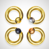 Titanium Gold Septum Piercing CBR Ball Closure Ring, Captive Bead Hoops with Custom Ball Colors 2G to 00G Nose Piercing - 1pc each order