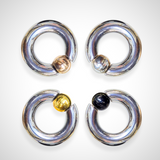 Titanium Septum Piercing CBR Ball Closure Ring, Captive Bead Hoops with Custom Ball Colors 2G to 00G Nose Piercing - 1pc each order