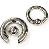 Titanium Prince Albert Piercing Jewelry, PA Ring - Captive Bead Hoops 2G to 00G with Spring Ball Closure