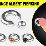 Prince Albert Piercing Jewelry, PA Ring - Captive Bead Hoops, 8G to 00G with Custom Spring Ball Closure