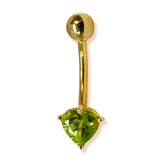 Belly Button Ring comes in a Heart Shape Crystal Belly Ring - Belly Bar - made of 14K Gold Fine Jewelry Hand Set and Hand Polished