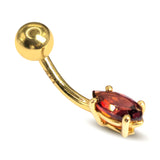 Belly Button Ring with Semi Precious Gem Stone Marquise Cut Belly Ring - Belly Bar - 14K Gold Fine Jewelry Hand Set and Polished