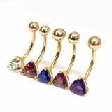 Belly Ring with Precious Stone Crystal Belly Button Piercing - Belly Bar - made of 14K Gold Fine Jewelry Hand Set and Hand Polished