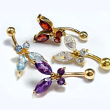 Belly Button Ring comes in a Butterfly Shape Crystal Belly Ring - Belly Bar - made of 14K Gold Fine Jewelry Hand Set and Hand Polished