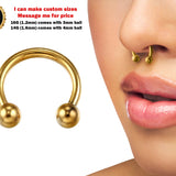 14K Solid Gold Horseshoe 16G 14G Circular Barbell CBB Nose Septum Piercing