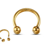 14K Solid Gold Horseshoe 16G 14G Circular Barbell CBB Nose Septum Piercing