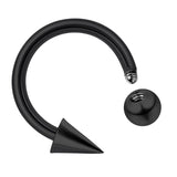 Titanium Horseshoe Lip Ring with Ball and Spike - 18g 16g 14g Lip Hugger Piercing, Canine Bites, Shark Bites, Spider Bites Lip Jewelry