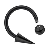 Titanium Horseshoe Lip Ring with Ball and Spike - 18g 16g 14g Lip Hugger Piercing, Canine Bites, Shark Bites, Spider Bites Lip Jewelry