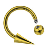 Titanium Horseshoe Lip Ring with Ball and Spike - 18g 16g 14g Lip Hugger Piercing, Canine Bites, Shark Bites, Spider Bites Lip Jewelry