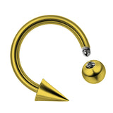 Titanium Horseshoe Lip Ring with Ball and Spike - 18g 16g 14g Lip Hugger Piercing, Canine Bites, Shark Bites, Spider Bites Lip Jewelry