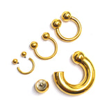 Titanium Horseshoe Ring Piercing 18g to 00g Gold Septum Jewelry Bull Piercing Also for Nipple, PA Ring, Lips - Internal or External Threaded