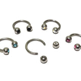 Titanium Horseshoe Ring Piercing 18g 16g 14g Septum Jewelry Bull Piercing with Gem Ball CZ Crystals - Also for Nipple, PA Ring and Lips