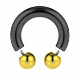 Black Prince Albert Jewelry Horseshoe PA Piercing with Custom Ball Circular Barbell