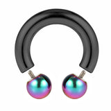 Black Prince Albert Jewelry Horseshoe PA Piercing with Custom Ball Circular Barbell