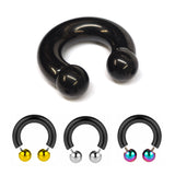 Black Prince Albert Jewelry Horseshoe PA Piercing with Custom Ball Circular Barbell